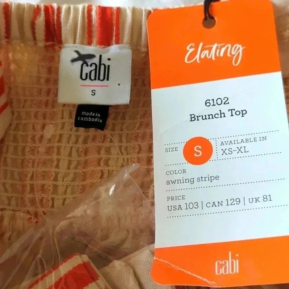 CAbi Brunch Orange Awning Stripe Top - Picture 7 of 9